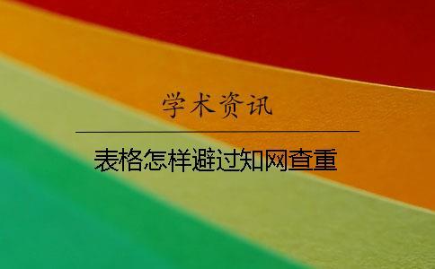表格怎樣避過(guò)知網(wǎng)查重