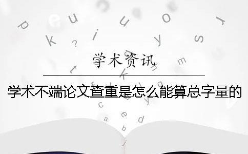 學術不端論文查重是怎么能算總字量的？